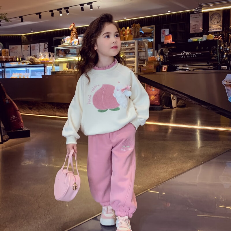Mimi Halo Girls' Fleece Lined Tracksuit Winter 2025 New Kids Hoodie and Sweatpants Set Girls' Sportswear 26